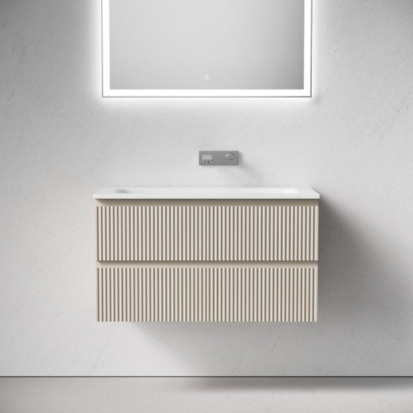Тумба с раковиной Sancos Snob R 90 подвесная, beige soft, раковина СN7019wx