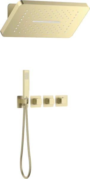Душевой комплект Timo Petruma SX-5249/17SM, С ВНУТРЕННЕЙ ЧАСТЬЮ, с термостатом, матовое золото