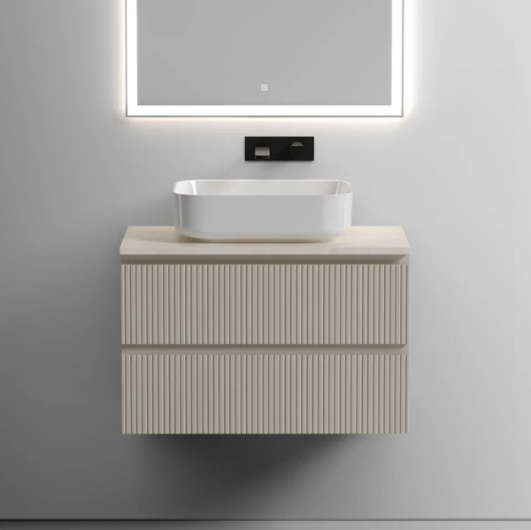 Тумба с раковиной Sancos Snob T 80 см, beige soft, столешница бежевая, раковина CN6011
