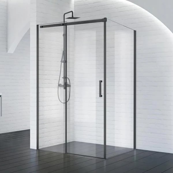 Душевой уголок BelBagno Acqua -AH-1-150/90-C-NERO профиль черный матовый