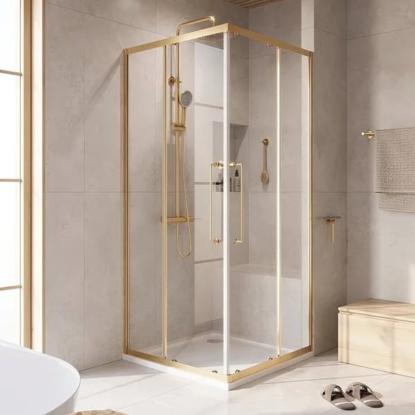 Душевой уголок Cezares Relax RELAX-304-A-2-80-C-BORO 80x80, профиль брашированное золото