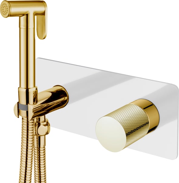Гигиенический душ Boheme Stick 127-WG.2 со смесителем, С ВНУТРЕННЕЙ ЧАСТЬЮ, white, touch gold