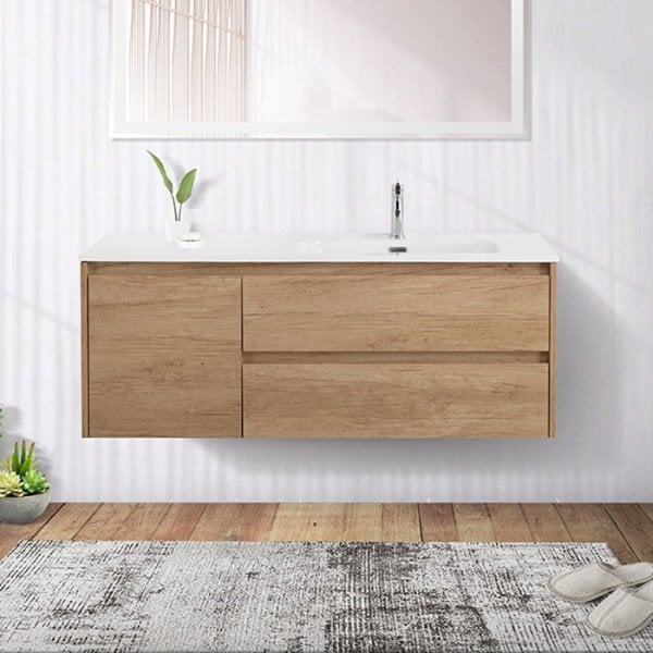 Тумба под раковину без столешницы BelBagno Kraft 120 R, 2 ящика, дверца, rovere nebrasca nature