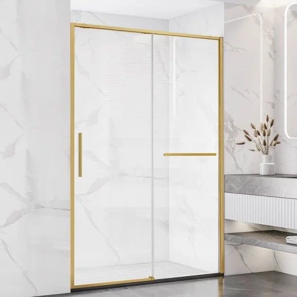Душевая дверь в нишу Vincea Slim Soft VDS-1SS120CLG 120 см профиль брашированное золото, стекло проз