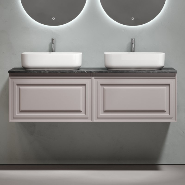 Тумба с раковиной Sancos Very 160 doha soft, столешница черный мрамор TT160A1X, раковина CN5043