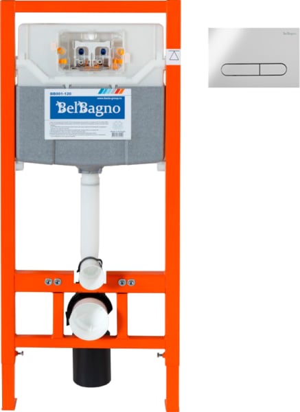 Инсталляция BelBagno BB001-120 + Кнопка Prospero BB005-PR-CHROME хром глянцевый