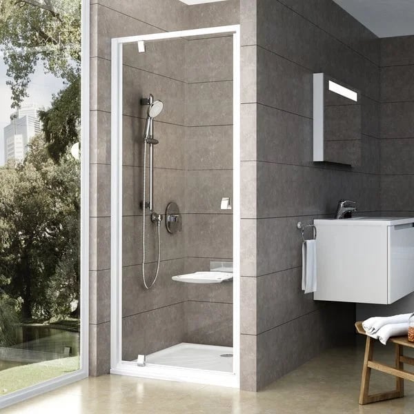 Душевая дверь в нишу Ravak Pivot PDOP1-80 Transparent, профиль белый
