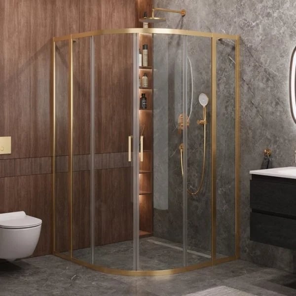 Душевой уголок Cezares Molveno R 22 90+20 C BORO IV 110х110 см, профиль брашированное золото, стекло