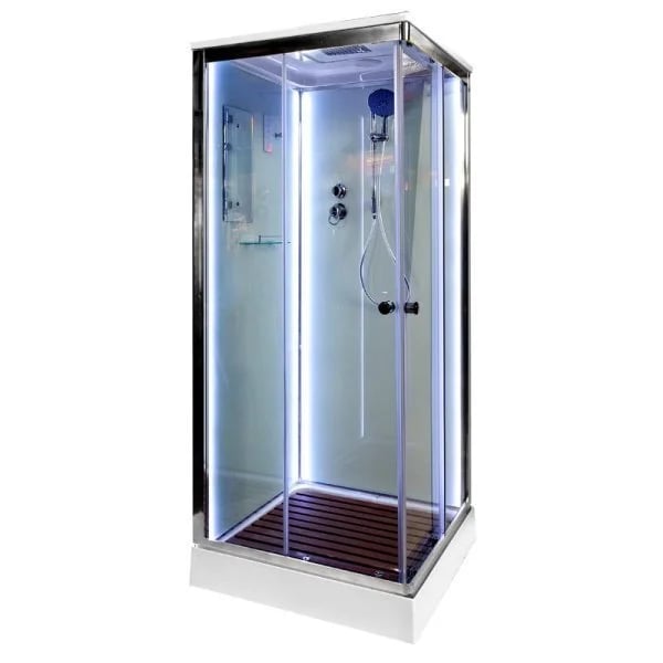 Душевая кабина DTO K408S 80х80, LED, профиль хром, стекло прозрачное