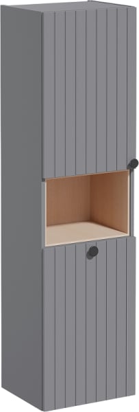 Шкаф-пенал для ванной VitrA Root Groove 40 L, с бельевой корзиной, матовый серый