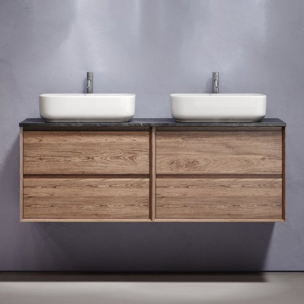 Тумба с раковиной Sancos Marmi 2.0 140 дуб чарльстон, столешница черный мрамор TT140A1X, раковина CN