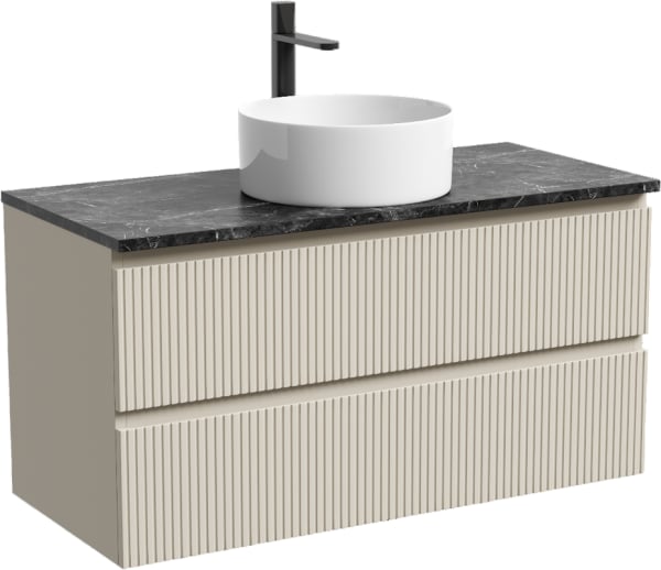 Тумба с раковиной Sancos Snob T 100 см, beige soft, столешница черный мрамор, раковина CN6032