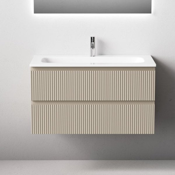 Тумба с раковиной Sancos Snob T 90 подвесная, beige soft, раковина СN7019