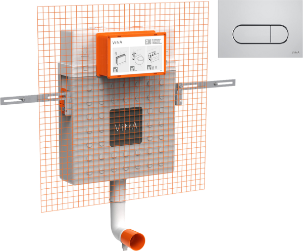 Смывной бачок скрытого монтажа VitrA V12 762-1740-01 + Кнопка смыва VitrA Root Square 740-2280 хром