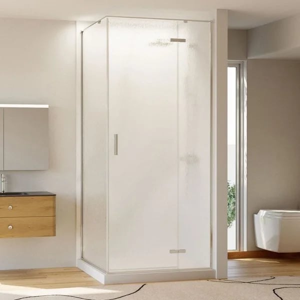 Душевой уголок Veconi Rovigo RV-073R/R 90х80 см, профиль глянцевый хром, стекло текстурное дождь