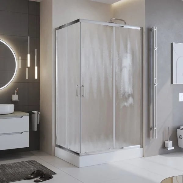 Душевой уголок BelBagno Uno UNO-195-AH-2-100/80-CH-CR стекло рифленое