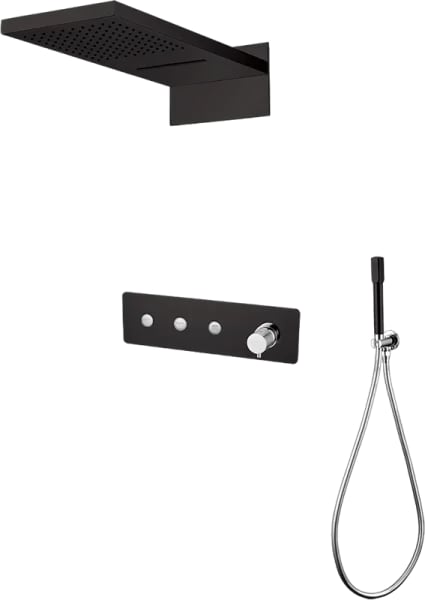 Душевой комплект Boheme Fusion 130-BCR, С ВНУТРЕННЕЙ ЧАСТЬЮ, Black Chrome