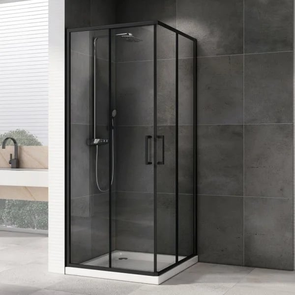 Душевой уголок Abber Schwarzer Diamant AG02100B5 100x100, профиль черный, стекло прозрачное