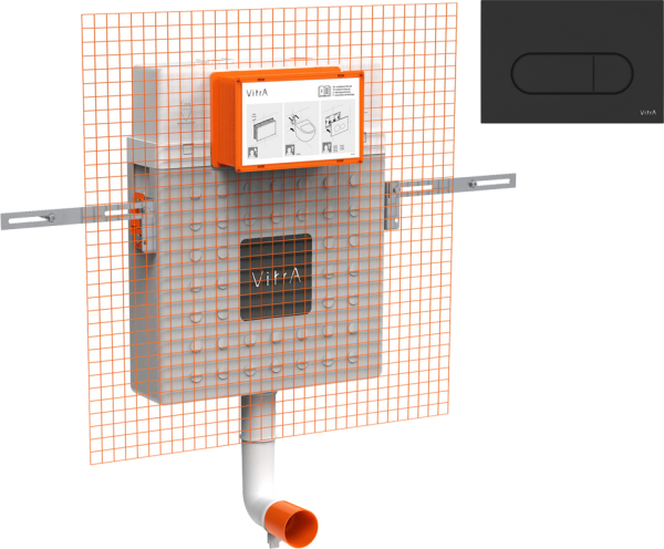 Смывной бачок скрытого монтажа VitrA V12 762-1740-01, + Кнопка смыва VitrA Root Square 740-2211