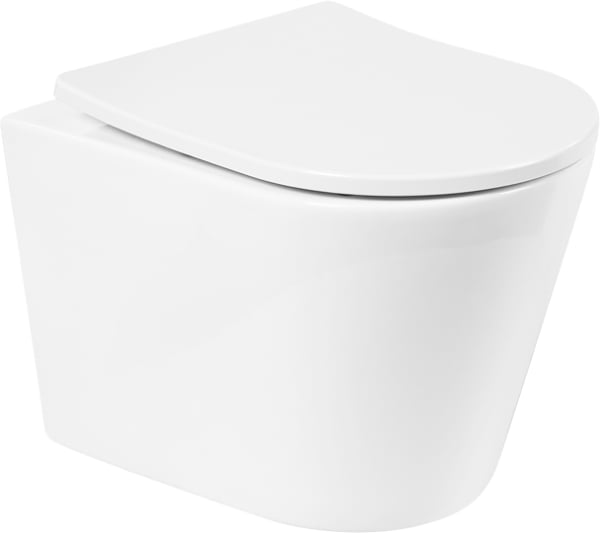 Унитаз подвесной BelBagno Flay-r BB053CHR BB2031SC с микролифтом, безободковый, глянцевый белый