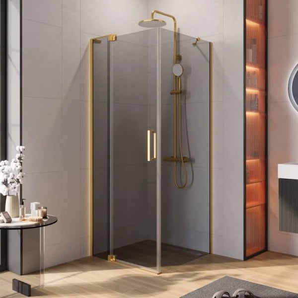 Душевой уголок Cezares Slider AH 1 80-70/80 GRIGIO BORO профиль брашированное золото, стекло серое