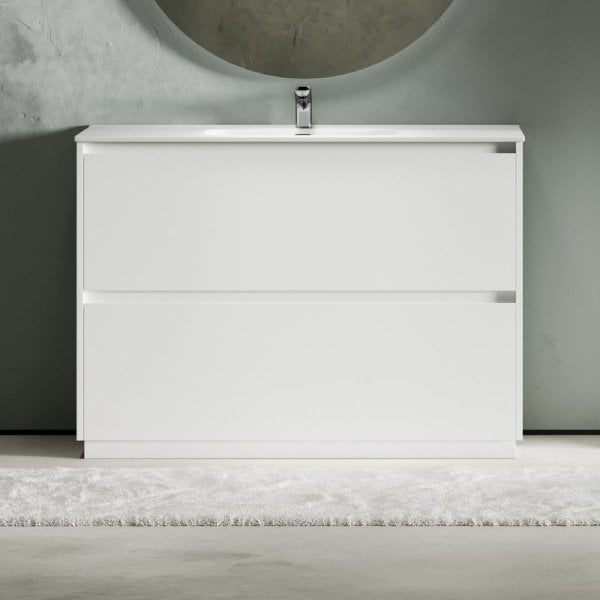 Тумба с раковиной Sancos Libra Floor 120 белый глянец, белая раковина CN7006