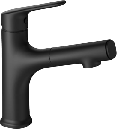 Смеситель для раковины Wonzon & Woghand WW-AE4151-MB с выдвижным изливом, черный матовый