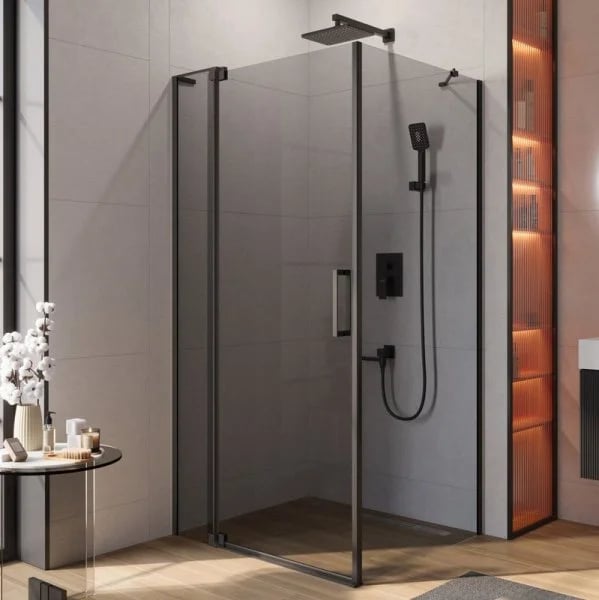 Душевой уголок Cezares Slider AH 1 90-100/110 Grigio Nero профиль черный, стекло серое