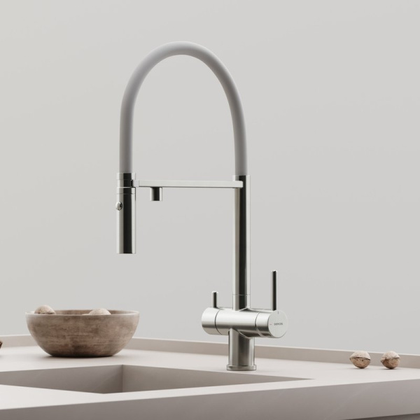 Смеситель для кухни Sancos Imola SC4010BNwh с гибким изливом, брашированный никель