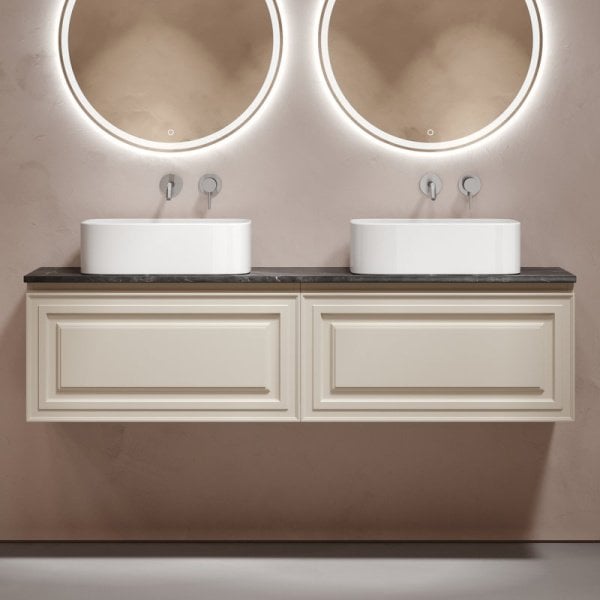 Тумба с раковиной Sancos Very 160 beige soft, столешница черный мрамор TT160A1, раковина CN6052