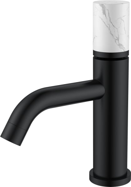 Смеситель для раковины Boheme Stick 121-B-MR-W черный, белый мрамор
