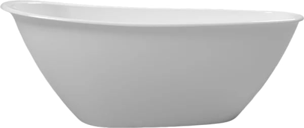 Ванна из искусственного камня WHITECROSS Spinel B 155x75 см, отдельностоящая, белая, овальная, с дон