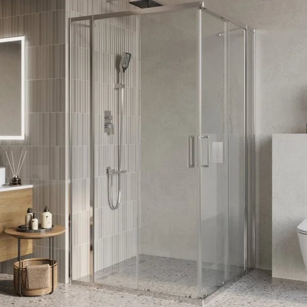 Душевой уголок BelBagno Luce A-22-100+30-C-Cr профиль хром, стекло прозрачное