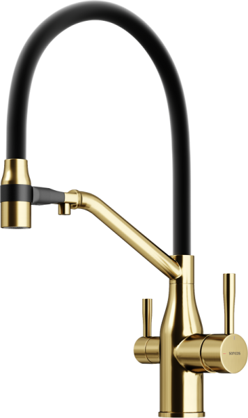 Смеситель для кухни Sancos Orta SC4008BG с гибким изливом, брашированное золото