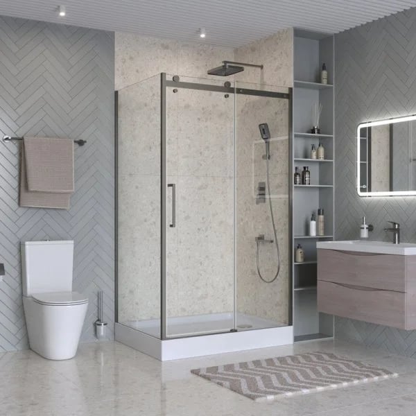 Душевой уголок BelBagno Marino 2 AH-1-110/90-C-GM 110x90, профиль оружейная сталь, стекло прозрачное