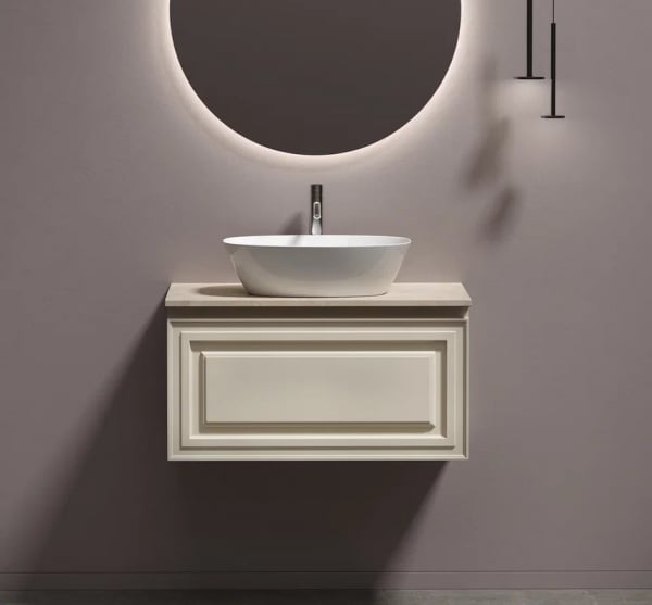 Тумба с раковиной Sancos Very 80 см, beige soft, столешница бежевая, раковина CN5005
