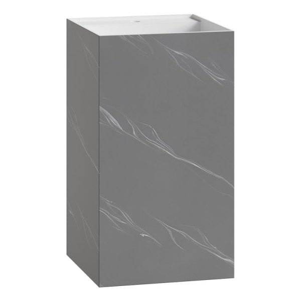 Раковина Boheme Cube 802-GR Corian 48х48х85 Grey base+white veins, напольная