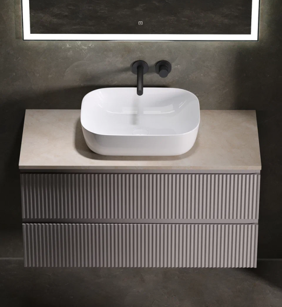 Тумба с раковиной Sancos Snob R 100 см, doha soft, столешница бежевая, раковина CN6008