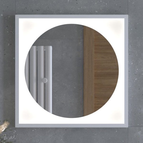 Зеркало Defesto Eclipse DF2226 60х60 белая рама, с LED-подсветкой