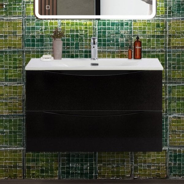 Тумба под раковину без столешницы BelBagno Marino-cer-n 80 подвесная, nero lucido
