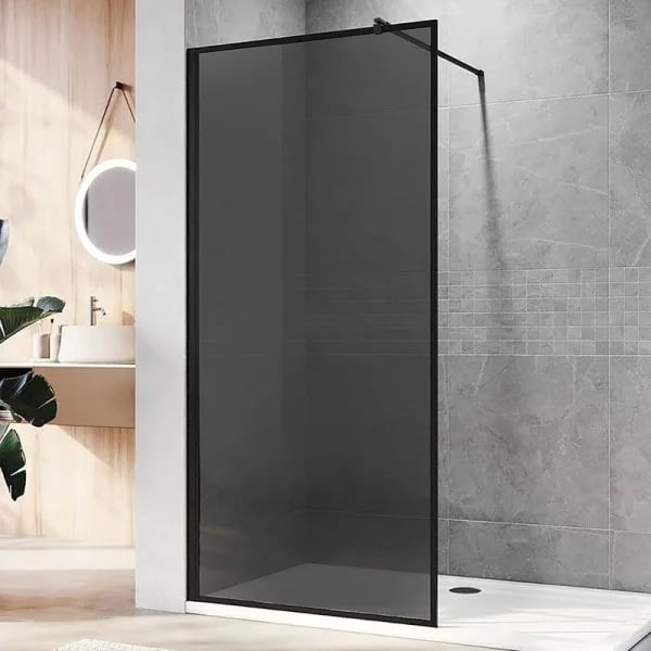 Душевая перегородка Veconi Korato KR81B-90-05-C8 90 см, профиль матовый черный, стекло тонированное