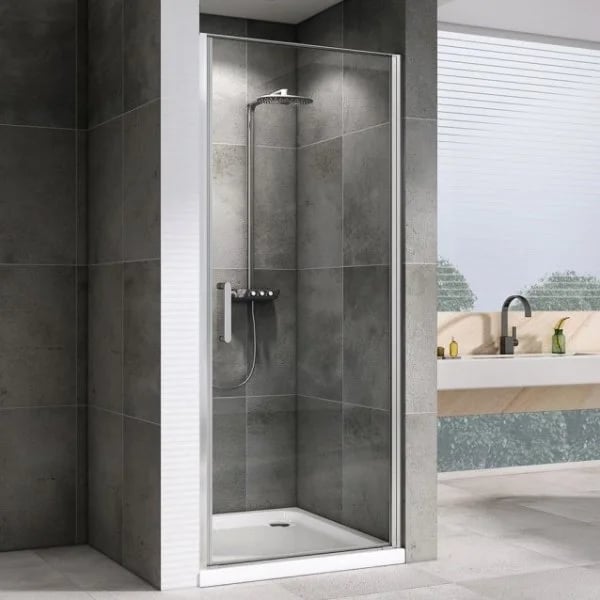 Душевая дверь в нишу Abber Sonnenstrand AG04090 90 см, профиль хром, стекло прозрачное