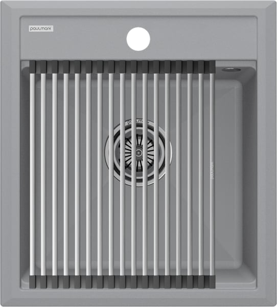 Мойка кухонная Paulmark Stepia + Step PM114651-GRS+R375-BS серый дым