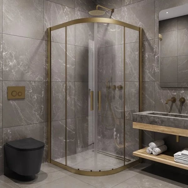 Душевой уголок Timo TPSS-100/17C-8 100x100 см, профиль матовое золото, стекло прозрачное