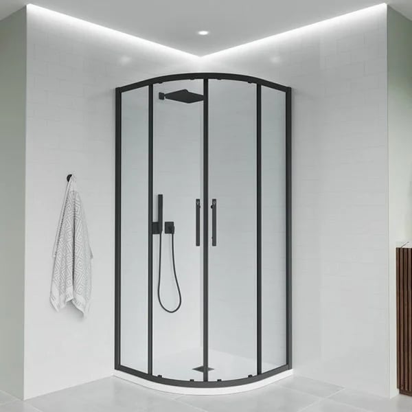 Душевой уголок Veconi Evo 200 B 120х90 см, профиль матовый черный, стекло прозрачное