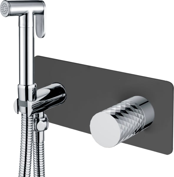 Гигиенический душ Boheme Stick 127-BCR со смесителем, С ВНУТРЕННЕЙ ЧАСТЬЮ, black, diamond chrome