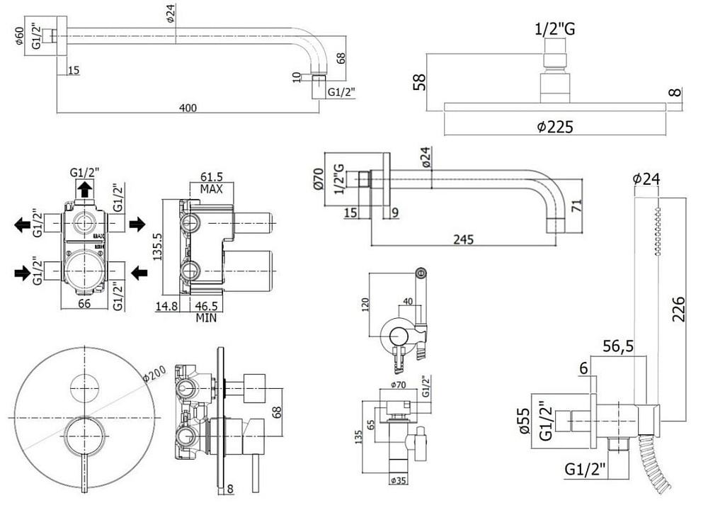 Комплект для ванной Paffoni Light KITZLIG019CR141 С ВНУТРЕННЕЙ ЧАСТЬЮ, хром