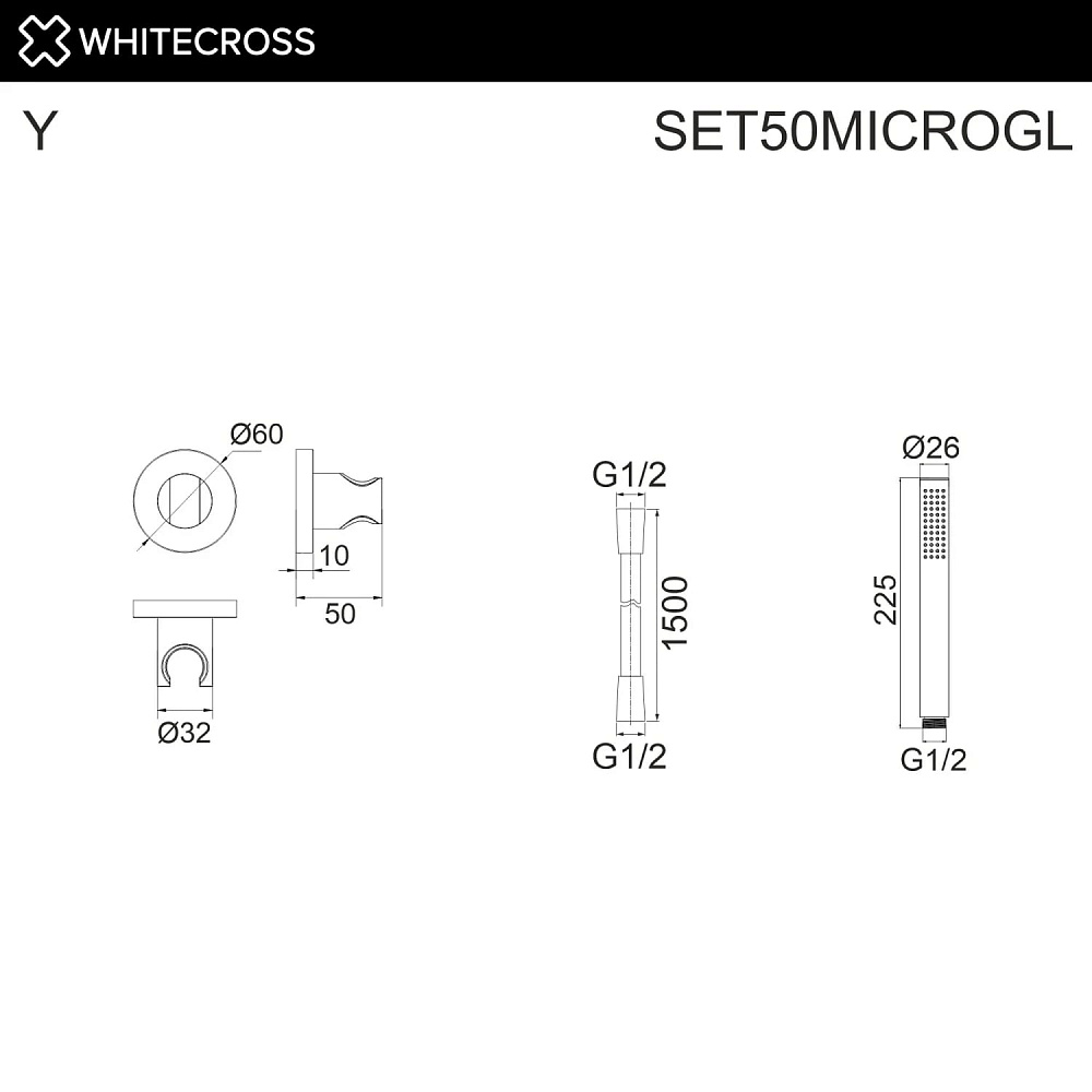 Душевой гарнитур WHITECROSS SET50MICROGL, золото