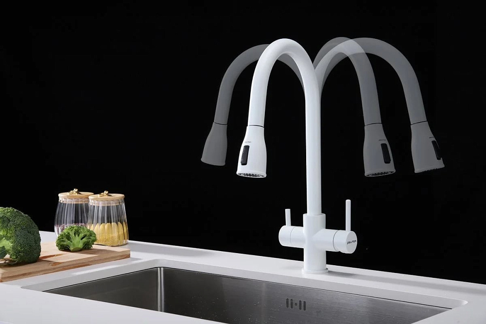 Смеситель для кухни Paulmark Lange La214212-WH, белый матовый