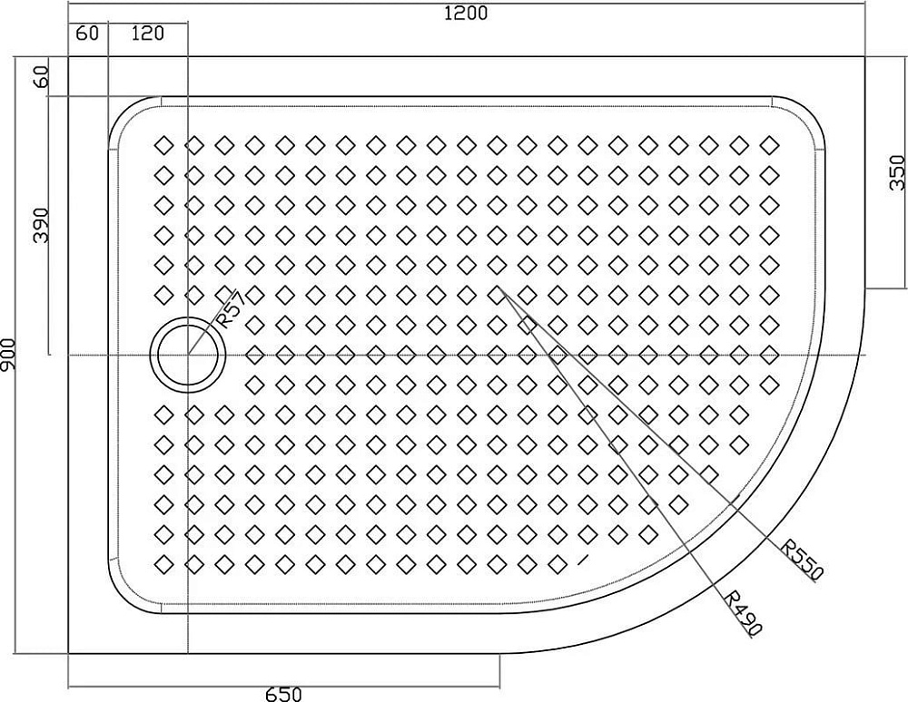 Поддон для душа Cezares Tray TRAY-A-RH-120/90-550-15-W-L R120х90 L, с сифоном